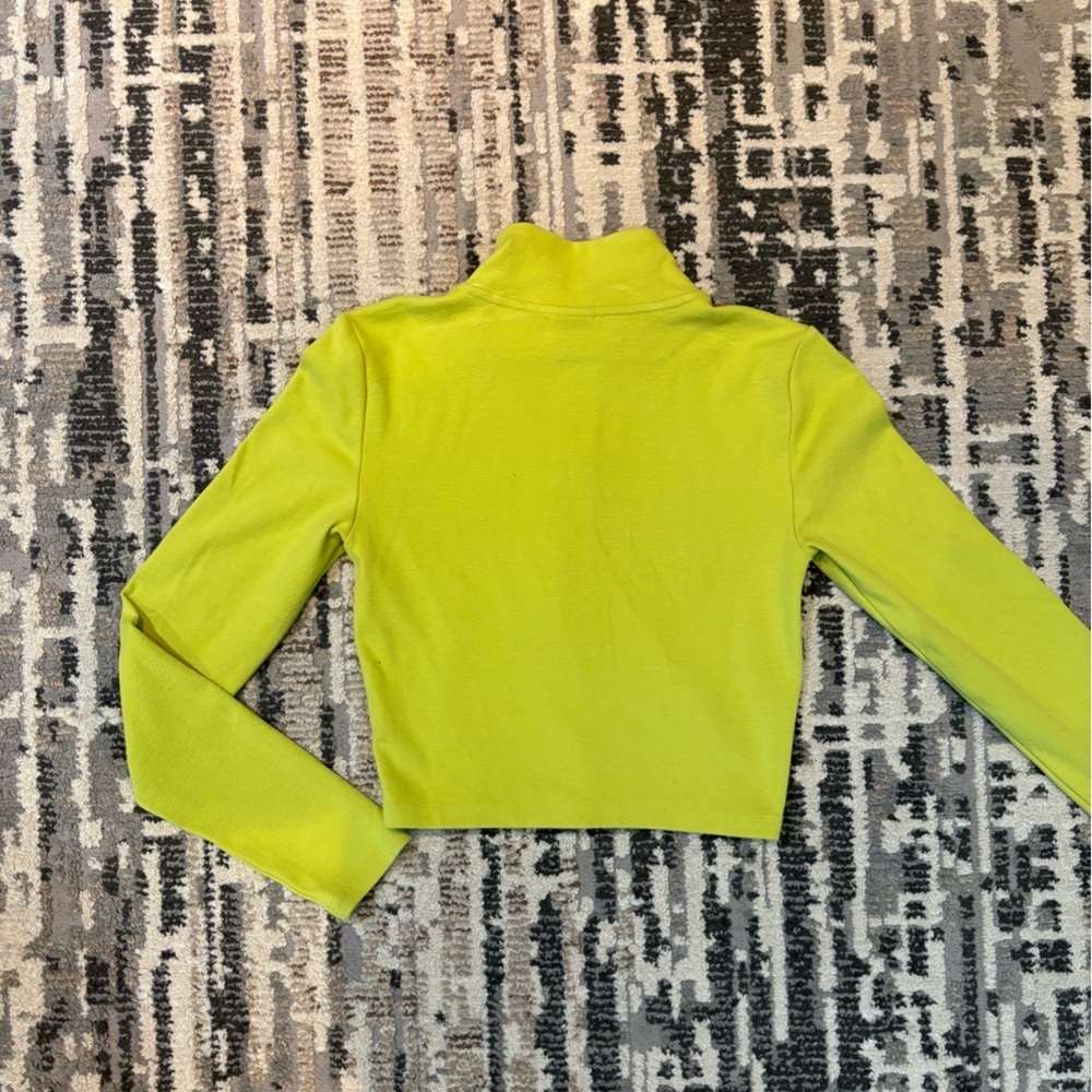 Sunday Best Monarch 1/2 Zip Lime Green Long Sleeve Cropped Top Size Small - Picture 9 of 17